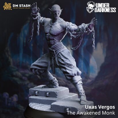Uxas Vergos - The Awakened Monk | DM-Stash | 3D-Druck-Miniatur | Tabletop |Lifting the Veil Pt ll - Under Darkness|Mönch|DnD 5e + Datenblat