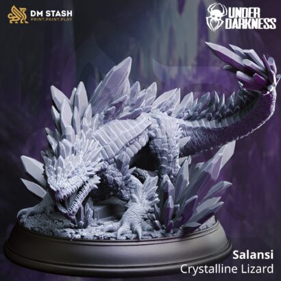 Salansi - Crystalline Lizard | DM-Stash | Miniatur | Tabletop |Lifting the Veil Pt ll - Under Darkness| Basilisk |DnD 5e+Datenblatt