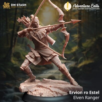Ervion ro Estel - Elven Ranger | DM-Stash | 3D-Miniatur | Tabletop | Lifting the Veil Pt l - Adventure Calls| Ranger | DnD 5e+Datenblatt
