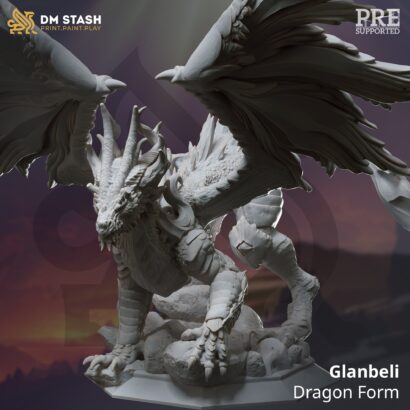 Glanbeli - Dragon Form|DM-Stash - The Dragon Pact|3D-Miniatur|Tabletop|DnD 5e+Datenblatt|Miniature|Drache