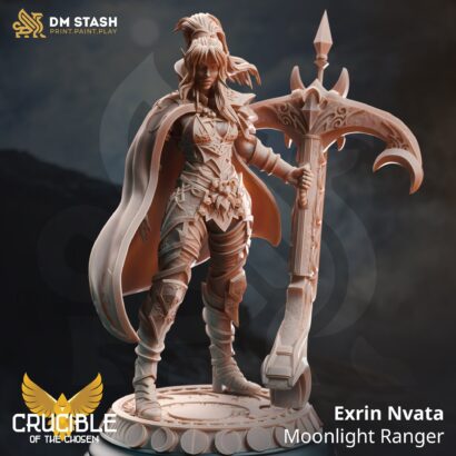 Exrin Nvata - Moonlight Ranger|DM-Stash|3D-Miniatur|Tabletop| Crucible of the Chosen-Blood fot the Gods|DnD 5e+Datenblatt