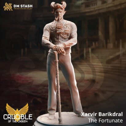 Xarvir Barikdral – The Fortunate|DM-Stash|3D-Miniatur|Tabletop| Crucible of the Chosen-Blood fot the Gods|DnD 5e+Datenblatt