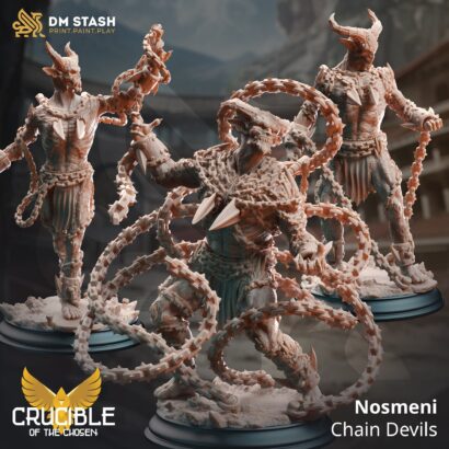 Nosmeni Chain Devils x3 |DM-Stash|3D-Miniatur|Tabletop| Crucible of the Chosen-Blood fot the Gods|DnD 5e+Datenblatt