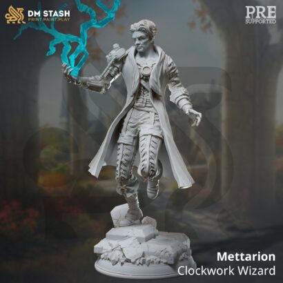 Mettarion - Clockwork Wizard|DM-Stash - The Dragon Pact|3D-Miniatur|Tabletop|DnD 5e+Datenblatt|Miniature|Mensch|Zauberer
