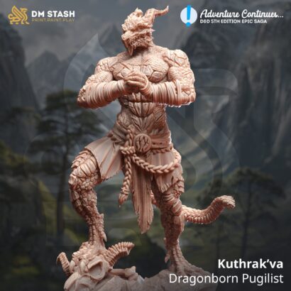 Kuthrak’va - Dragonborn Pugilist |DnD Mini|32mm|40mm| DM-Stash | Miniatur | Tabletop |3Omens Pt I:Adventure Continues|DnD 5e + Datenblatt