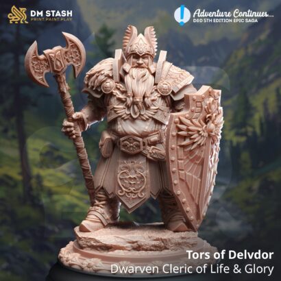 Tors of Delvdor - Dwarven Cleric of Life & Glory|DM-Stash| Miniatur | Tabletop | lll Omens Pt I:Adventure Continues|Cleric|DnD 5e+Datenblatt