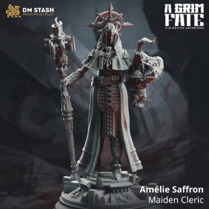 Amelie Saffron-Maiden Cleric | DM-Stash | 3D-Miniatur | Tabletop | lll Omens - A Grim Fate|Cleric|DnD 5e+Datenblatt|Eldritch Adventure