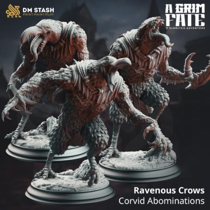 3x Ravenous Crows-Corvid Abominations |DM-Stash| 3D-Miniatur | Tabletop | lll Omens - A Grim Fate|DnD 5e+Datenblatt|Eldritch Adventure