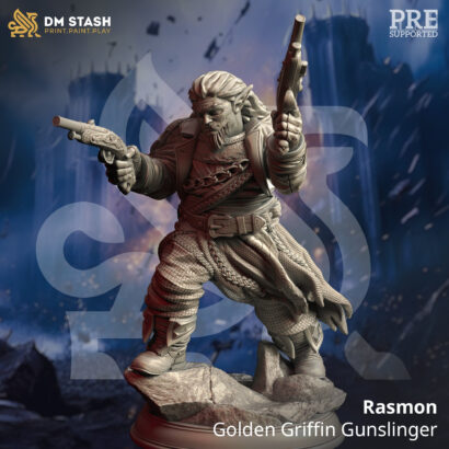 Rasmon - Golden Griffin Gunslinger|DM-Stash|3D-Miniatur|Tabletop| The Siege of Nirloom|König|DnD 5e+Datenblatt| Schütze