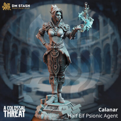 Calanar - Half Elf Psionic Agent|DM-Stash|3D-Miniatur|Tabletop|A Colossal Thread-Escape from Khandara|König|DnD 5e+Datenblatt|Psioniker
