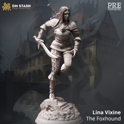 Lina Vixine - The Foxhound|DM-Stash|3D-Miniatur|Arisen Depths l -Hex Hunters of Brightstone|König|DnD 5e+Datenblatt|Schurke