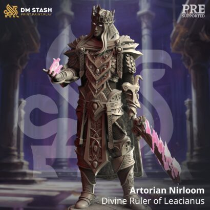 Artorian Nirloom - Divine Ruler of Leacianus |DM-Stash|3D-Miniatur|Tabletop| The Siege of Nirloom|König|DnD 5e+Datenblatt