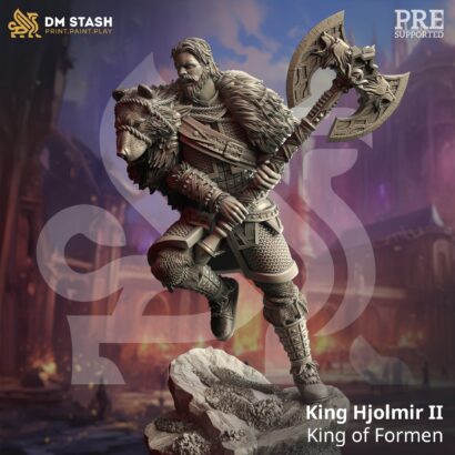 King Hjolmir II - King of Formen|DM-Stash|3D-Miniatur|Tabletop| The Siege of Nirloom|König|DnD 5e+Datenblatt|König