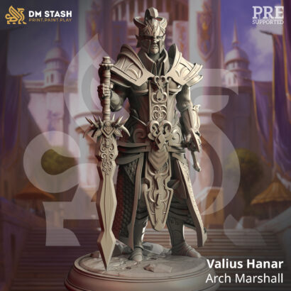 Valius Hanar - Arch Marshall|DM-Stash|3D-Miniatur|Tabletop| The Siege of Nirloom|König|DnD 5e+Datenblatt|Marschal