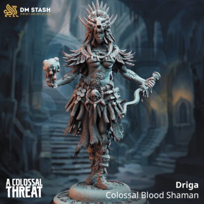 Driga - Colossal Blood Shaman|DM-Stash|3D-Miniatur|Tabletop|A Colossal Thread-Escape from Khandara|König|DnD 5e+Datenblatt|Schamane