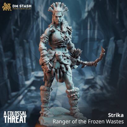 Strika - Ranger of the Frozen Wastes|DM-Stash|3D-Miniatur|Tabletop|A Colossal Thread-Escape from Khandara|König|DnD 5e+Datenblatt|Jäger