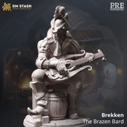 Brekken - The Brazen Bard|DM-Stash|3D-Miniatur|Arisen Depths l -Hex Hunters of Brightstone|König|DnD 5e+Datenblatt|Jäger
