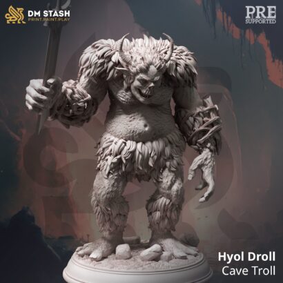 Hyol Droll - Cave Troll|DM-Stash|3D-Miniatur|Arisen Depths l -Hex Hunters of Brightstone|König|DnD 5e+Datenblatt|Troll