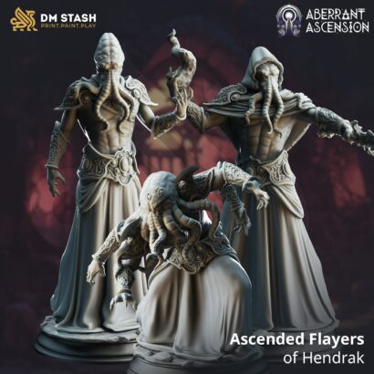 3xAscended Flayers of Hendrak|Mind Flayer|3D-Minis|32mm|40mm|DM-Stash| 3 Omens-Part 3:Aberrant Ascension|DnD5e+Datenblatt|Eldritch Adventure