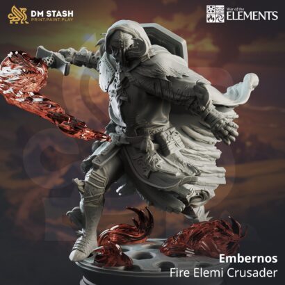 Embernos - Fire Elemi Crusader |DM-Stash|3D-Miniatur|Tabletop| War of the Elements - The Rupture Pt. 1 |DnD 5e+Datenblatt