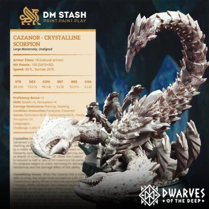 Crystalline Scorpion | DM-Stash | 3D-Miniatur | Tabletop | The Rupture Pt II: Dwarves of the Deep| DnD 5e+Datenblatt