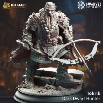 Tokrik - Dark Dwarf Hunter| DM-Stash | 3D-Miniatur| Tabletop | The Rupture Pt II: Dwarves of the Deep|DnD 5e+Datenblatt