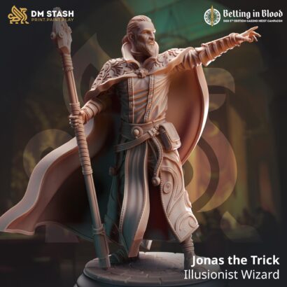 Jonas the Trick - Illusionist Wizard |DM-Stash| 3D-Miniatur | Tabletop |Betting in Blood|Wizzard|DnD 5e+Datenblatt