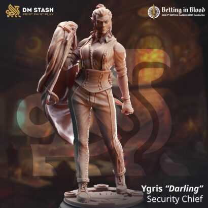 Ygris “Darling” Skullsplitter |DM-Stash| 3D-Miniatur | Tabletop |Betting in Blood|Security Chief(Sicherheits Chef|DnD 5e+Datenblatt