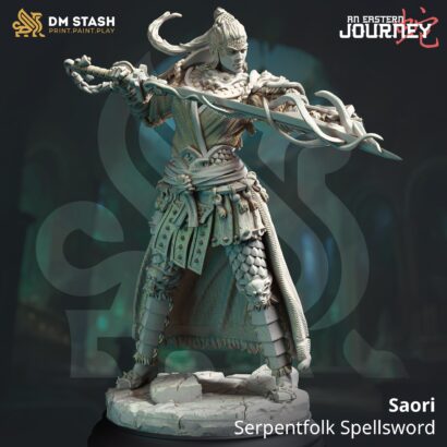 Saori - Serpentfolk Spellsword |Serpentfolk|3D-Minis|32mm|40mm|DM-Stash|An Eastern Journey|DnD5e+Datenblatt