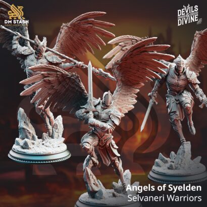 3 x Angels of Syelden|3D-Minis|32mm|40mm|DM-Stash|Devils & Divine|DnD5e+Datenblatt