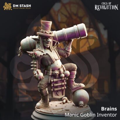 Brains - Manic Goblin Inventor |3D-Minis|32mm|40mm|DM-Stash|Cogs of Revolution|DnD5e+Datenblatt|Goblin|Steampunk|Miniature|DnD-Mini