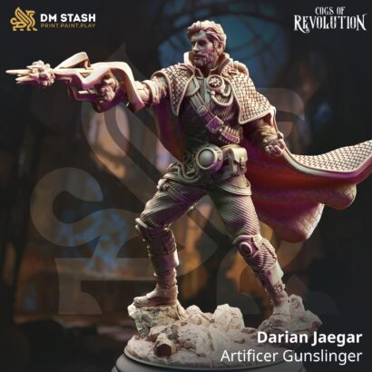 Darian Jaegar - Artificer Gunslinger |3D-Minis|32mm|40mm|DM-Stash|Cogs of Revolution|DnD5e+Datenblatt|Gunslinger|Miniature|DnD-Mini
