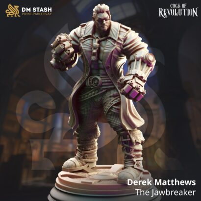 Derek Matthews - The Jawbreaker |3D-Minis|32mm|40mm|DM-Stash|Cogs of Revolution|DnD5e+Datenblatt|Human|Steampunk|Miniature|DnD-Mini