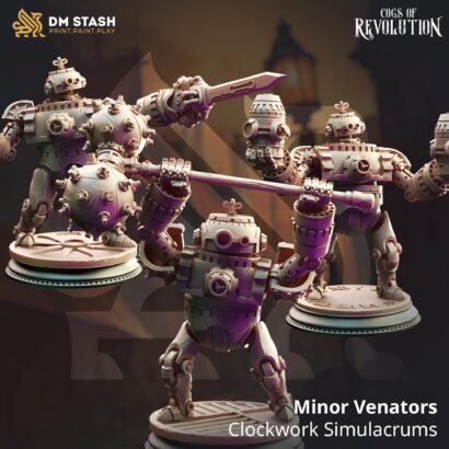 3x Minor Venators - Clockwork Simulacrums |3D-Minis|32mm|40mm|DM-Stash| Cogs of Revolution | DnD5e+Datenblatt | Steampunk |Miniature