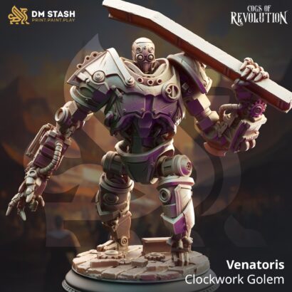 Venatoris - Clockwork Golem |3D-Minis|32mm|40mm|DM-Stash| Cogs of Revolution | DnD5e+Datenblatt | Steampunk |Miniature