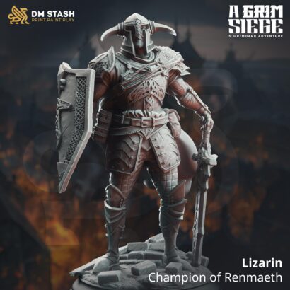 Lizarin - Champion of Renmaeth |3D-Minis|32mm|40mm|DM-Stash|A Grim Siege|DnD5e+Datenblatt|Miniature|DnD-Mini|Grimdark