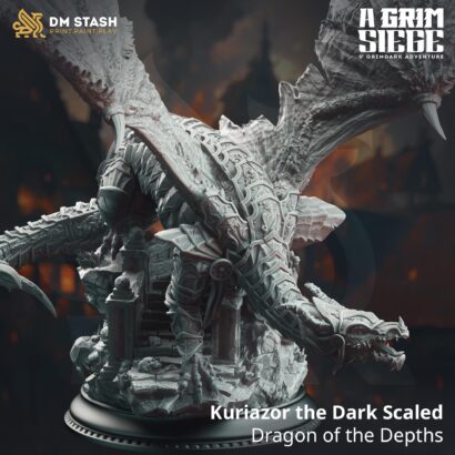 Kuriazor the Dark Scaled - Dragon of the Depths |3D-Minis|32mm|40mm|DM-Stash|A Grim Siege|DnD5e+Datenblatt|Miniature|DnD-Mini|Grimdark