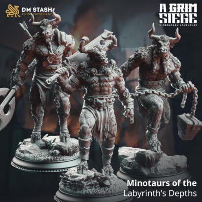 3x Minotaurs of the Labyrinths Depths |3D-Minis|32mm|40mm|DM-Stash|A Grim Siege|DnD5e+Datenblatt|Miniature|DnD-Mini|Grimdark