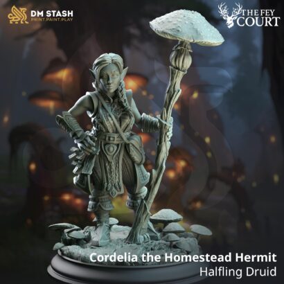 Cordelia the Homestead Hermit - Halfling Druid|DM-Stash|3D-Miniatur|Tabletop|The Fey Court |Halfling |Feywalker|DnD 5e+Datenblatt