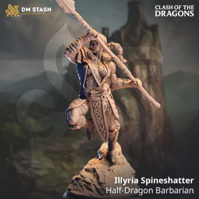 Illyria Spineshatter - Half-Dragon Barbarian | DM-Stash|3D-Miniatur|Tabletop|Clash of the Dragons: One Evil for Another|DnD 5e+Datenblatt