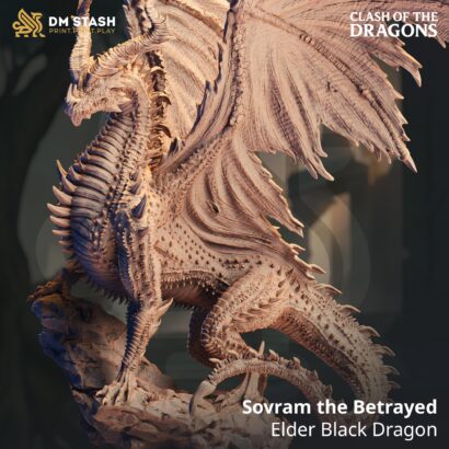 Sovram the Betrayed - Elder Black Dragon| DM-Stash|3D-Miniatur|Tabletop|Clash of the Dragons: One Evil for Another|DnD 5e+Datenblatt| HUGE