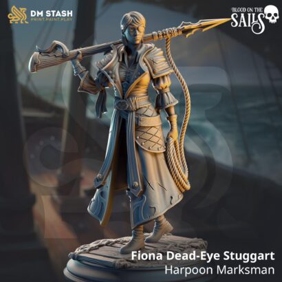 Fiona Dead-Eye Stuggart - Harpoon Marksman| DM-Stash|3D-Miniatur|Tabletop|Blood on the Sails: One The Cursed Voyage|DnD 5e+Datenblatt