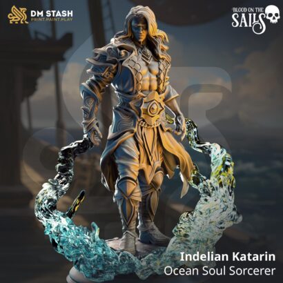 Indelian Katarin - Ocean Soul Sorcerer| DM-Stash|3D-Miniatur|Tabletop|Blood on the Sails: One The Cursed Voyage|DnD 5e+Datenblatt