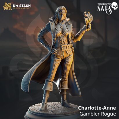 Charlotte-Anne - Gambler Rogue | DM-Stash|3D-Miniatur|Tabletop|Blood on the Sails: The Cursed Voyage|DnD 5e+Datenblatt