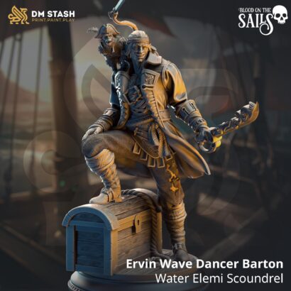 Ervin Wave Dancer Barton - Water Elemi Scoundrel| DM-Stash|3D-Miniatur|Tabletop|Blood on the Sails: One The Cursed Voyage|DnD 5e+Datenblatt