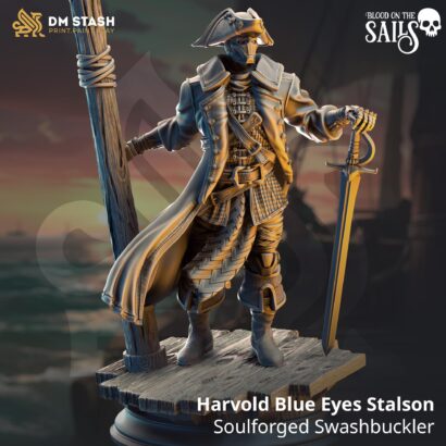 Harvold Blue Eyes Stalson - Soulforged Swashbuckler| DM-Stash|3D-Miniatur|Blood on the Sails: One The Cursed Voyage|DnD 5e+Datenblatt