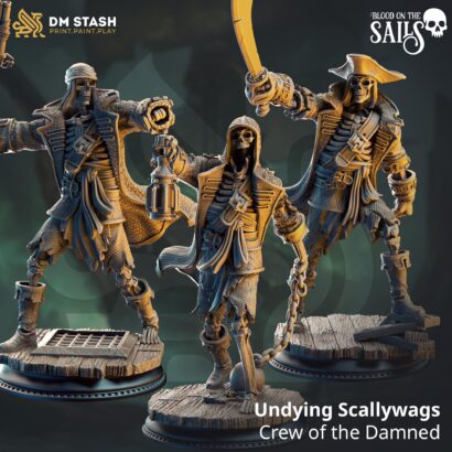 3x Undying Scallywags - Crew of the Damned| DM-Stash|3D-Miniatur|Tabletop|Blood on the Sails: One The Cursed Voyage|DnD 5e+Datenblatt