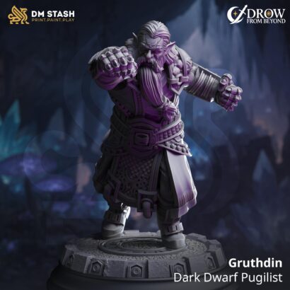 Gruthdin - Dark Dwarf Pugilist | DM-Stash|3D-Miniatur|Tabletop| Elsebound Chronicles - Drow From Beyond |DnD 5e+Datenblatt