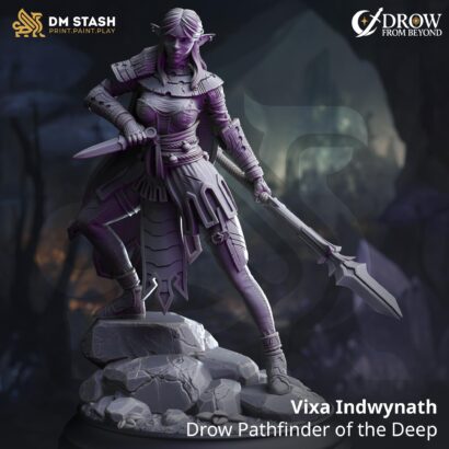 Vixa Indwynath - Drow Pathfinder of the Deep | DM-Stash|3D-Miniatur|Tabletop| Elsebound Chronicles - Drow From Beyond |DnD 5e+Datenblatt