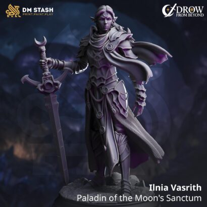 Ilnia Vasrith - Paladin of the Moons Sanctum | DM-Stash|3D-Miniatur|Tabletop| Elsebound Chronicles - Drow From Beyond |DnD 5e+Datenblatt